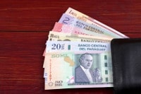 Übersicht Münzen und Banknoten von Paraguays Währung Guarani