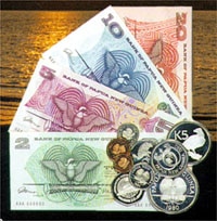 Übersicht Banknoten und Münzen Papua Neuguinea Währung Kina